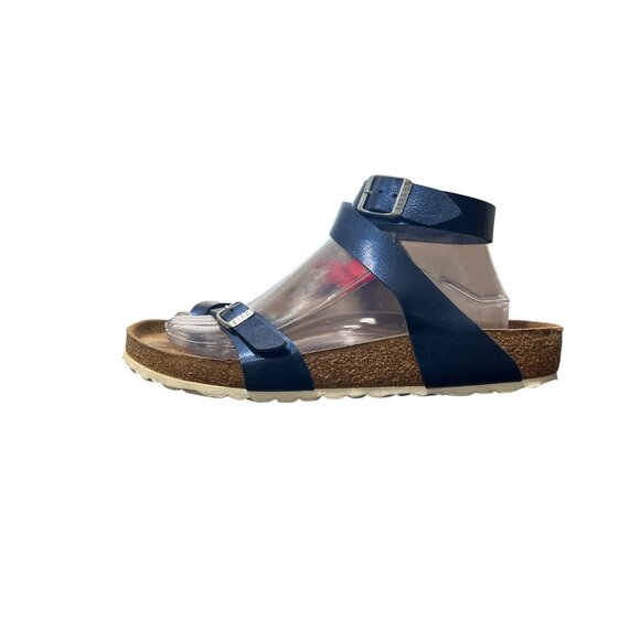 Birkenstock Yara Sandals Metallic Blue Ankle Strap Toe Loop Size EU 40 / US 9 - Picture 9 of 9